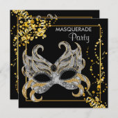 Elegantes Silver Gold Masquerade Party Einladung (Vorne/Hinten)
