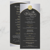 Elegantes Silver Gold Monogram Wedding Program Programm (Vorne/Hinten)