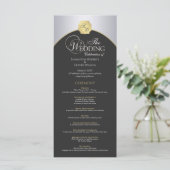 Elegantes Silver Gold Monogram Wedding Program Programm (Stehend Vorderseite)