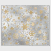 Elegantes Silver Gold Snowflake Muster Geschenkpapier (Flach)