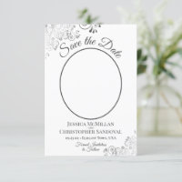 Elegantes Silver & Gray auf White Oval Foto Hochze