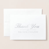 Elegantes Silver & Gray Beileid Vielen Dank Folienkarte (Vorderseite mit Umschlag)