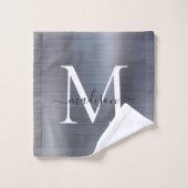 Elegantes Silver Gray Brushed Metal Monogram Scrip Badhandtuch Set (Waschlappen)