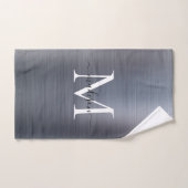 Elegantes Silver Gray Brushed Metal Monogram Scrip Badhandtuch Set (Handtuch)