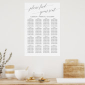 Elegantes Silver Gray Calligraphy Seating Chart Poster (Küche)