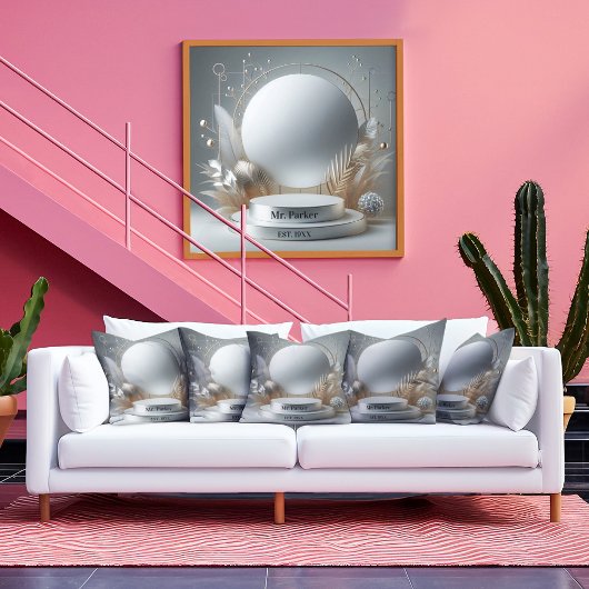 Elegantes Silver Gray Floral Podium Modernes Skrip Leinwanddruck