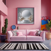 Elegantes Silver Gray Floral Podium Modernes Skrip Leinwanddruck