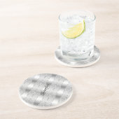 Elegantes Silver Gray Metallic Stripes Monogramm Getränkeuntersetzer (Seite)