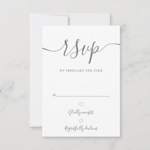 Elegantes Silver Gray Script Simple Modern RSVP Karte