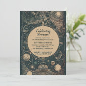 Elegantes Silver Green Tarot Hochzeit Jahrestag Einladung (Stehend Vorderseite)