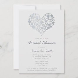 Elegantes Silver Heart Light Gray Brautparty Einladung