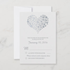 Elegantes Silver Heart Light Gray Wedding RSVP