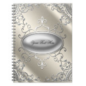 Elegantes Silver Ivory Beige Notebook Notizblock (Vorderseite)