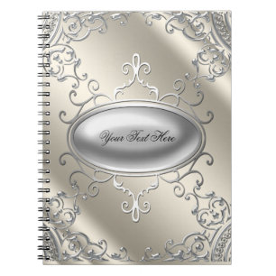 Elegantes Silver Ivory Beige Notebook Notizblock