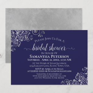 Elegantes Silver Lace auf Navy Blue Brautparty Einladung
