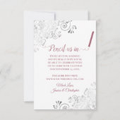 Elegantes Silver Lace Foto Mauve auf White Wedding Save The Date (Rückseite)