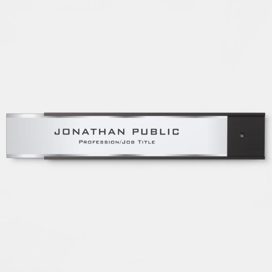 Elegantes Silver Look Trendy Custom Template Türschild (Vorderseite )