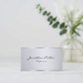 Elegantes Silver Minimalistisch Trendy Typografy M Visitenkarte (Stehend Vorderseite)