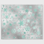 Elegantes Silver Mint Weihnachts-Schneeflockenmust Geschenkpapier (Flach)