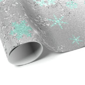 Elegantes Silver Mint Weihnachts-Schneeflockenmust Geschenkpapier (Rolleneckpunkt)