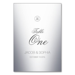 Elegantes Silver Mit Monogramm Tischnummer
