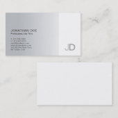 Elegantes Silver Modernes Berufliches Monogramm Sc Visitenkarte (Vorne/Hinten)