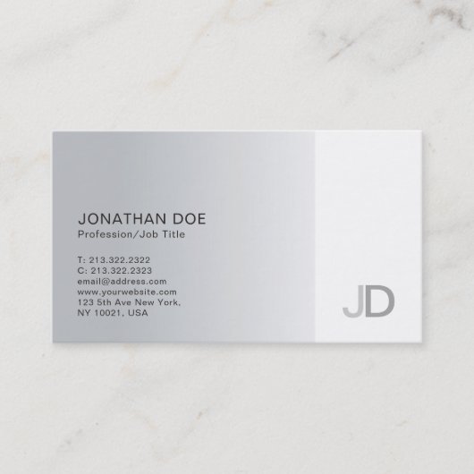 Elegantes Silver Modernes Berufliches Monogramm Sc Visitenkarte (Vorderseite)