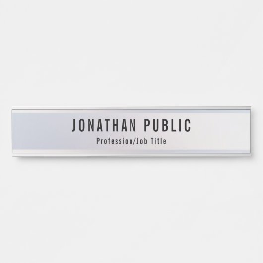 Elegantes Silver Modernes Berufliches Template Lon Türschild (Vorderseite )