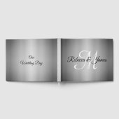 Elegantes Silver Monogram Script Wedding Guest Boo Gästebuch (Voll)