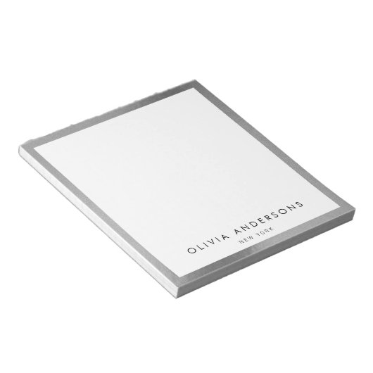 Elegantes Silver Notepad Notizblock (angewinkelt)