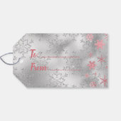 Elegantes Silver Pink Weihnachten Schneeflockenmus Geschenkanhänger (Rückseite Horizontal)