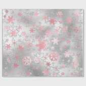 Elegantes Silver Pink Weihnachten Schneeflockenmus Geschenkpapier (Flach)