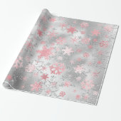 Elegantes Silver Pink Weihnachten Schneeflockenmus Geschenkpapier (Ungerollt)