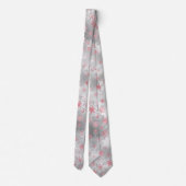 Elegantes Silver Pink Weihnachten Schneeflockenmus Krawatte (Rückseite)