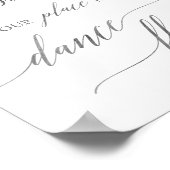 Elegantes Silver Platzkarte Dance Floor Sign Poster (Ecke)
