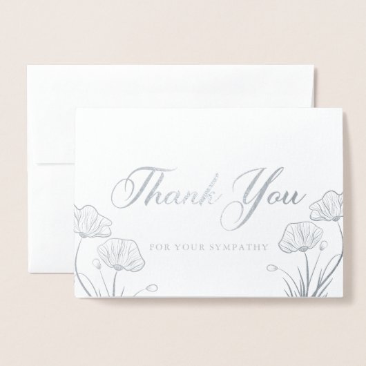 Elegantes Silver Poppies Beileid Vielen Dank Folienkarte (Vorderseite mit Umschlag)