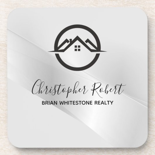 Elegantes Silver Real Anwesen Getränkeuntersetzer (Vorderseite)