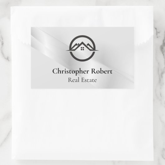 Elegantes Silver Real Anwesen Rechteckiger Aufkleber (Tasche)