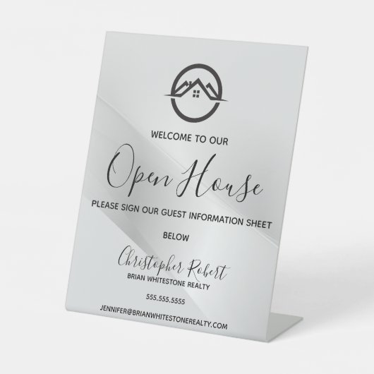 Elegantes Silver Real Anwesen Sockelschild (Vorderseite)