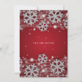 Elegantes Silver Red Winter Glam Weihnachts-Party Einladung (Rückseite)