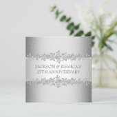 Elegantes Silver Rose 25-jähriges Party Einladung (Stehend Vorderseite)