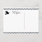 Elegantes Silver Save the Date mit Bride Ankündigungspostkarte (Rückseite)