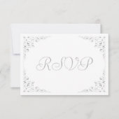 Elegantes Silver Script Botanical Frame Wedding RS RSVP Karte (Vorderseite)