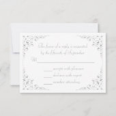 Elegantes Silver Script Botanical Frame Wedding RS RSVP Karte (Rückseite)