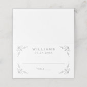 Elegantes Silver Scroll Frame Wedding Monogram Platzkarte (Außenseite Aufgefaltet)