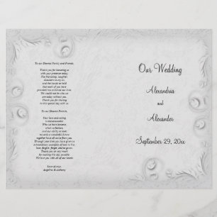 Elegantes Silver Scrollwork Hochzeitsprogramm