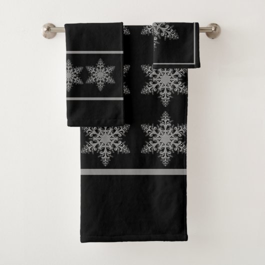Elegantes Silver Snowflake Handtuch Set (Insitu)