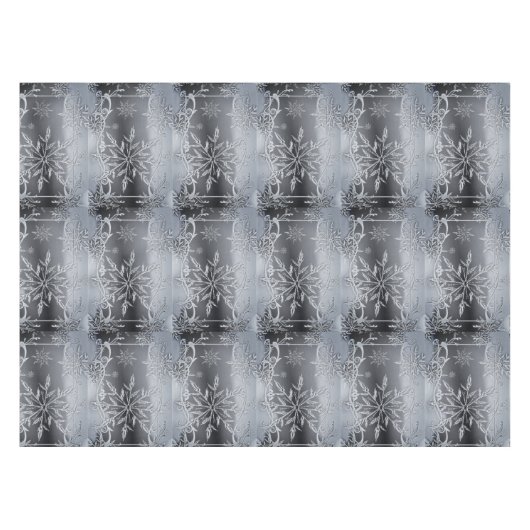 Elegantes Silver Snowflakes Weihnachtsfest Tischdecke (Vorderseite (Horizontal))