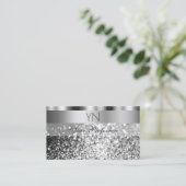 Elegantes Silver Sparkling Glitzer Monogram Modern Visitenkarte (Stehend Vorderseite)