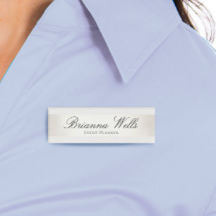 Elegantes Silver Striped Mitarbeiter Name Namenschild